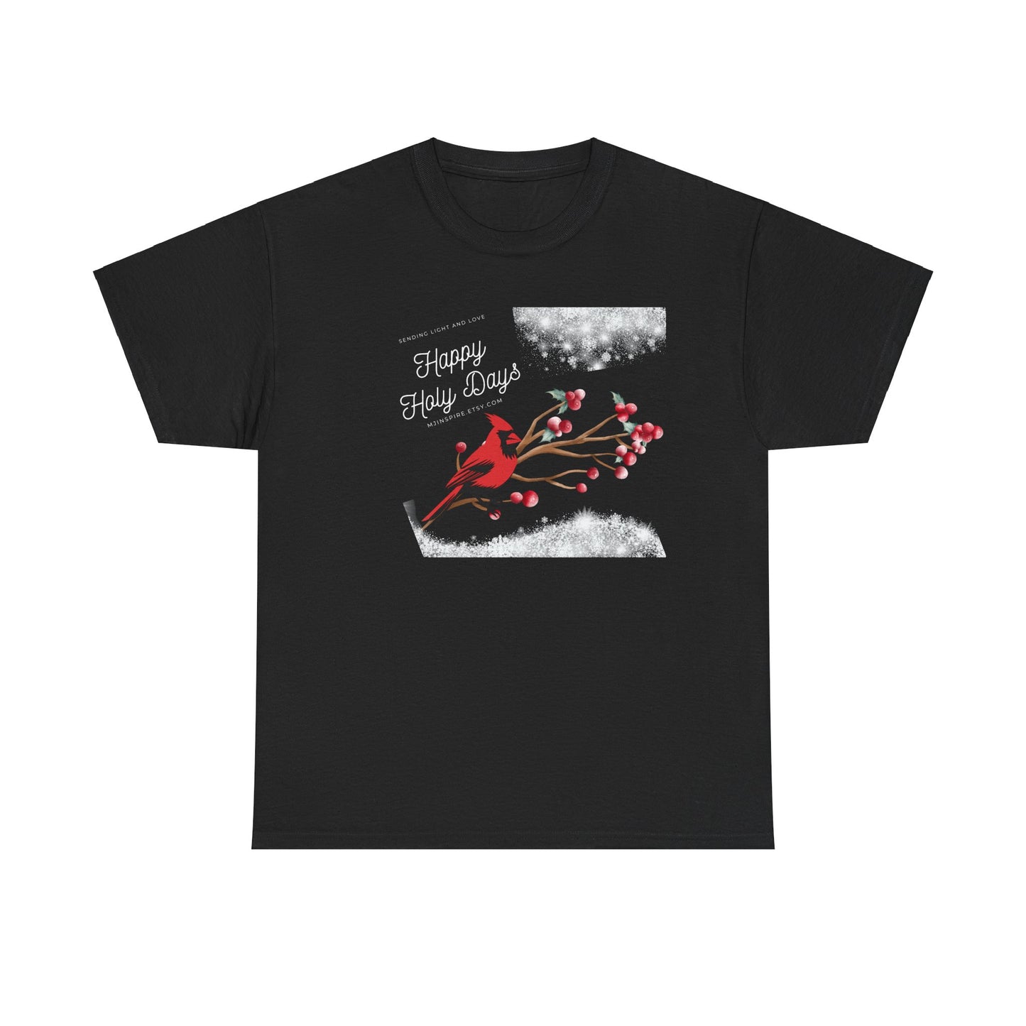 T-Shirt, Happy Holy Days Unisex T-shirt, Christmas Holiday T-shirt, Tee Shirt With Cardinal, Cotton T-shirt, Christmas Gift Shirt