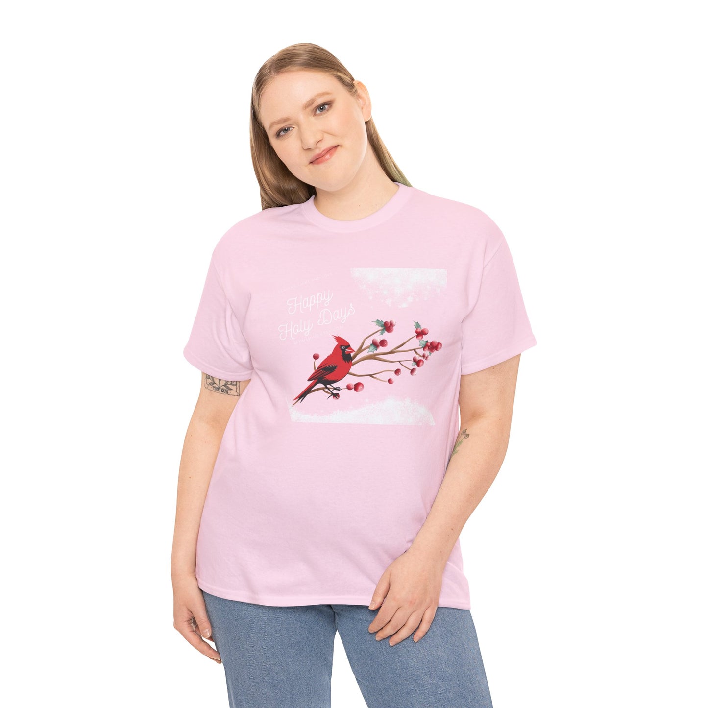 T-Shirt, Happy Holy Days Unisex T-shirt, Christmas Holiday T-shirt, Tee Shirt With Cardinal, Cotton T-shirt, Christmas Gift Shirt