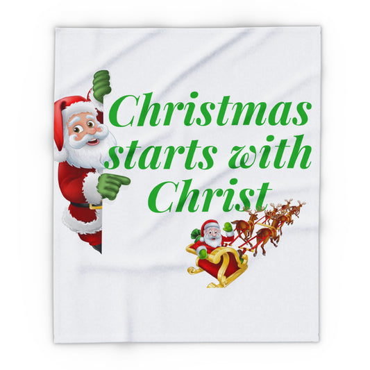 Arctic Fleece Blanket, Christmas Starts With Christ Fleece Blanket, Cozy Blanket, Home Decor Christmas, Kid Baby Room Decor, Winter Blanket