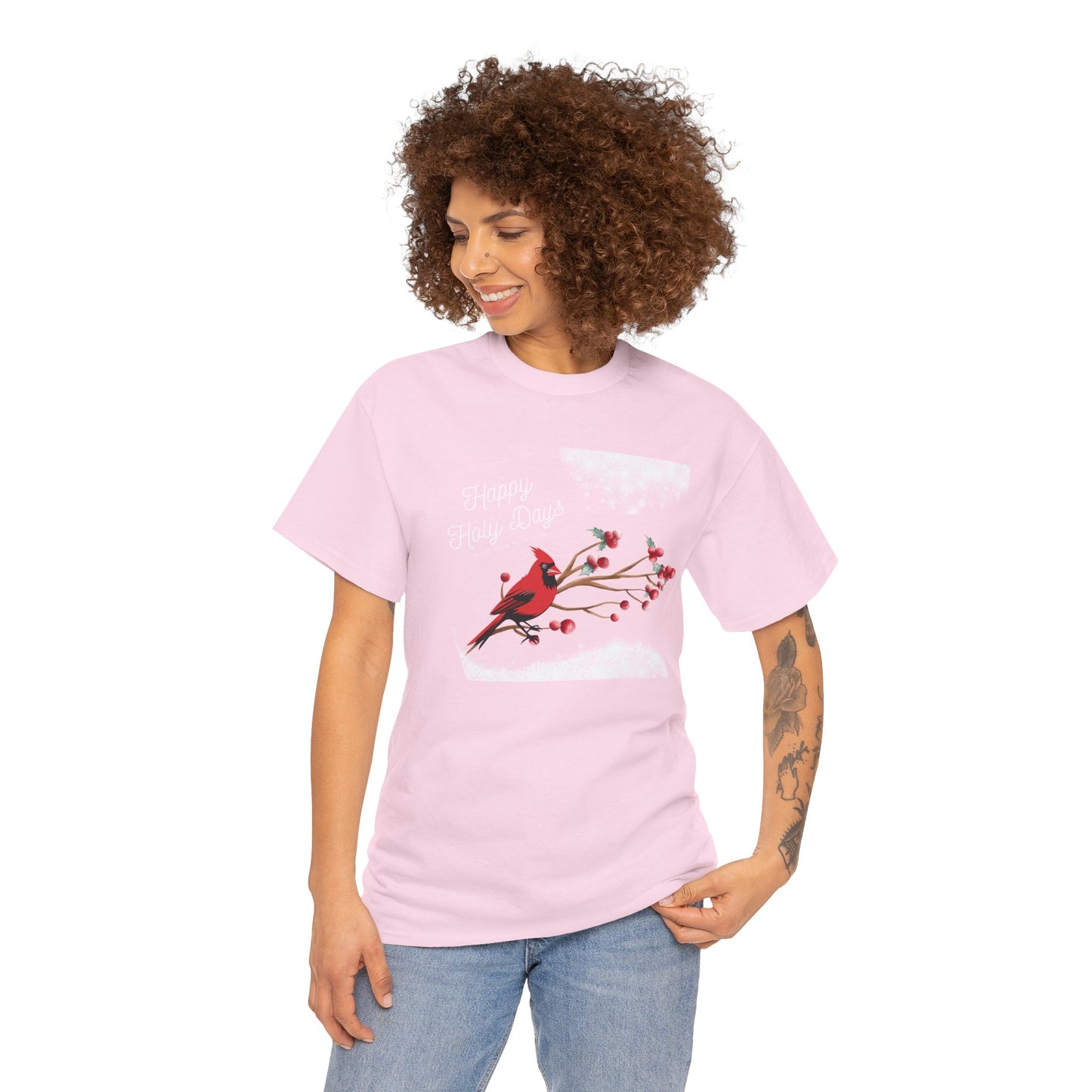 T-Shirt, Happy Holy Days Unisex T-shirt, Christmas Holiday T-shirt, Tee Shirt With Cardinal, Cotton T-shirt, Christmas Gift Shirt