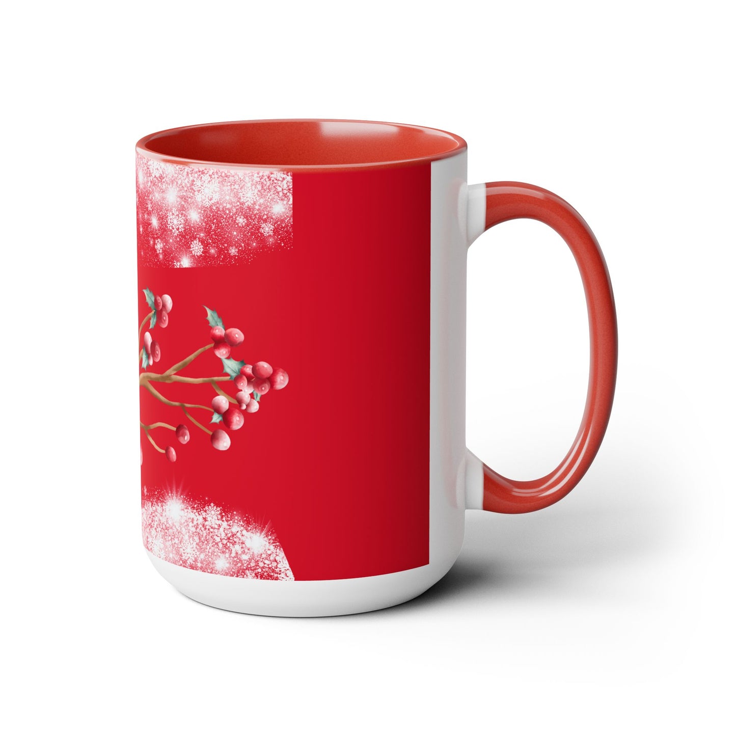 Coffee Mugs Two Toned 15oz, Holly Jolly Gift Coffee Tea Mug, Christmas Coffee Mug, Faith Gift, Inspirational Quote Gift Holiday Mug Cardinal