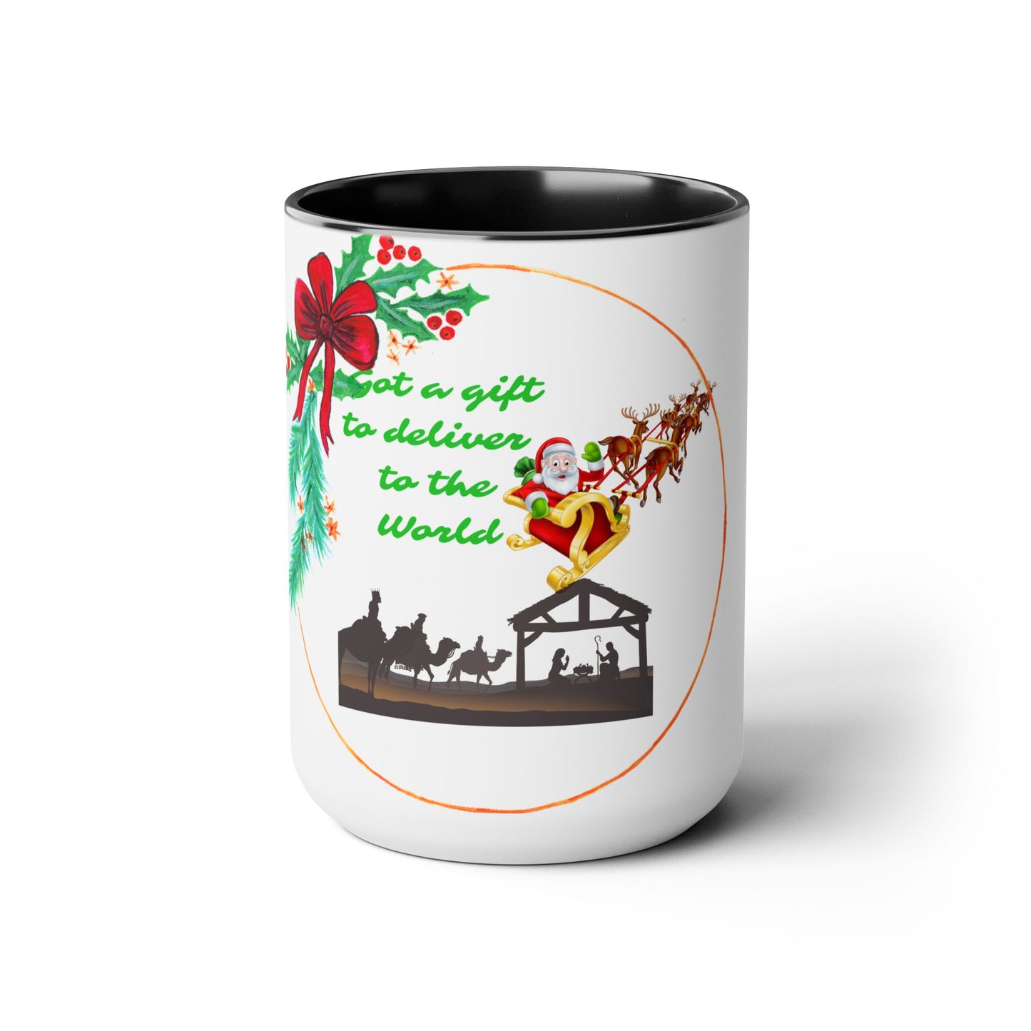 Coffee Mugs Two Toned 15oz, Santa's Special Gift CoffeeTea Mug, Christmas Coffee Mug, Faith Gift, Inspirational Quote Gift, Holiday Gift Mug