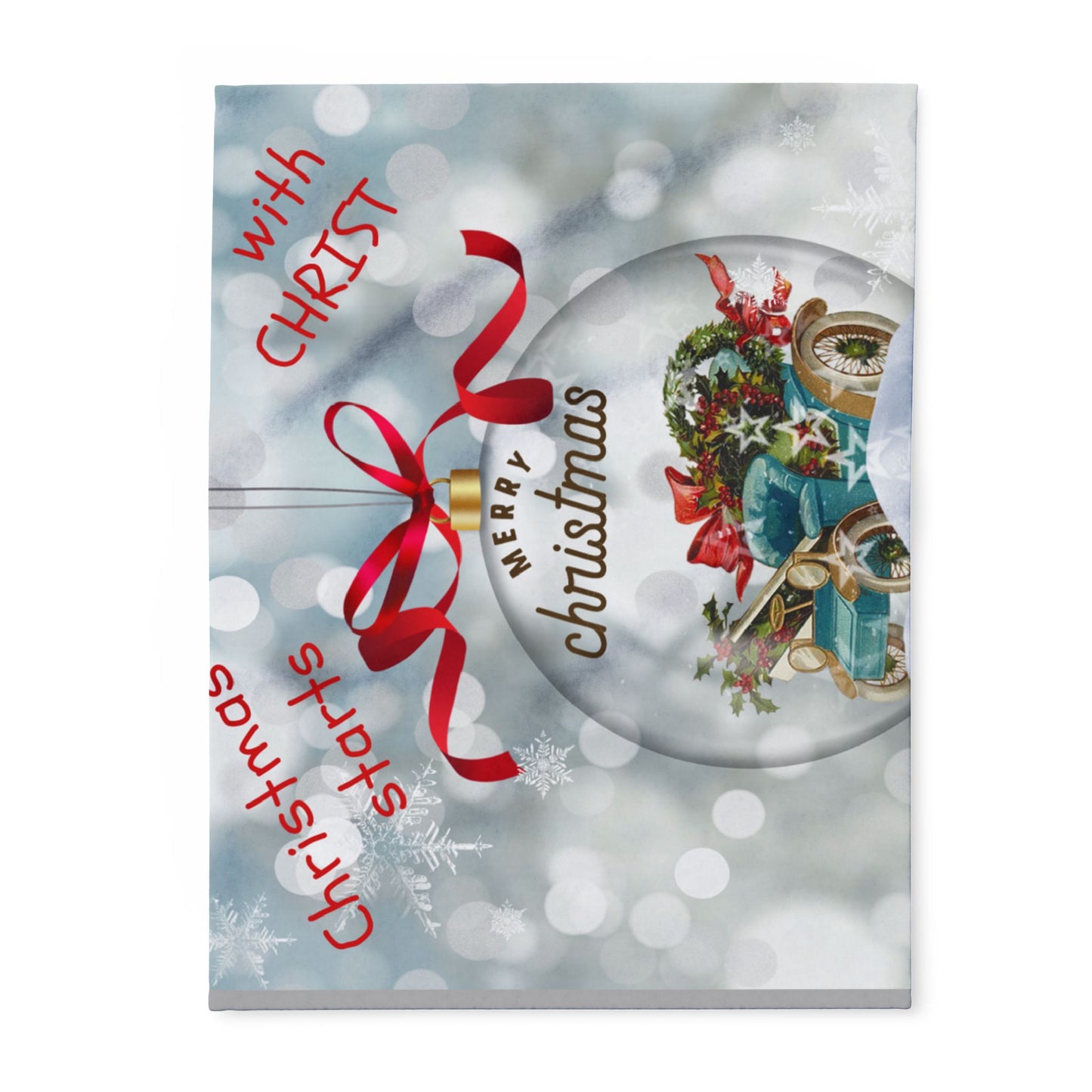 Fleece Blanket, Christmas Starts With Christ Blanket, Holiday Winter Baby Room Decor, Cozy Blanket,
