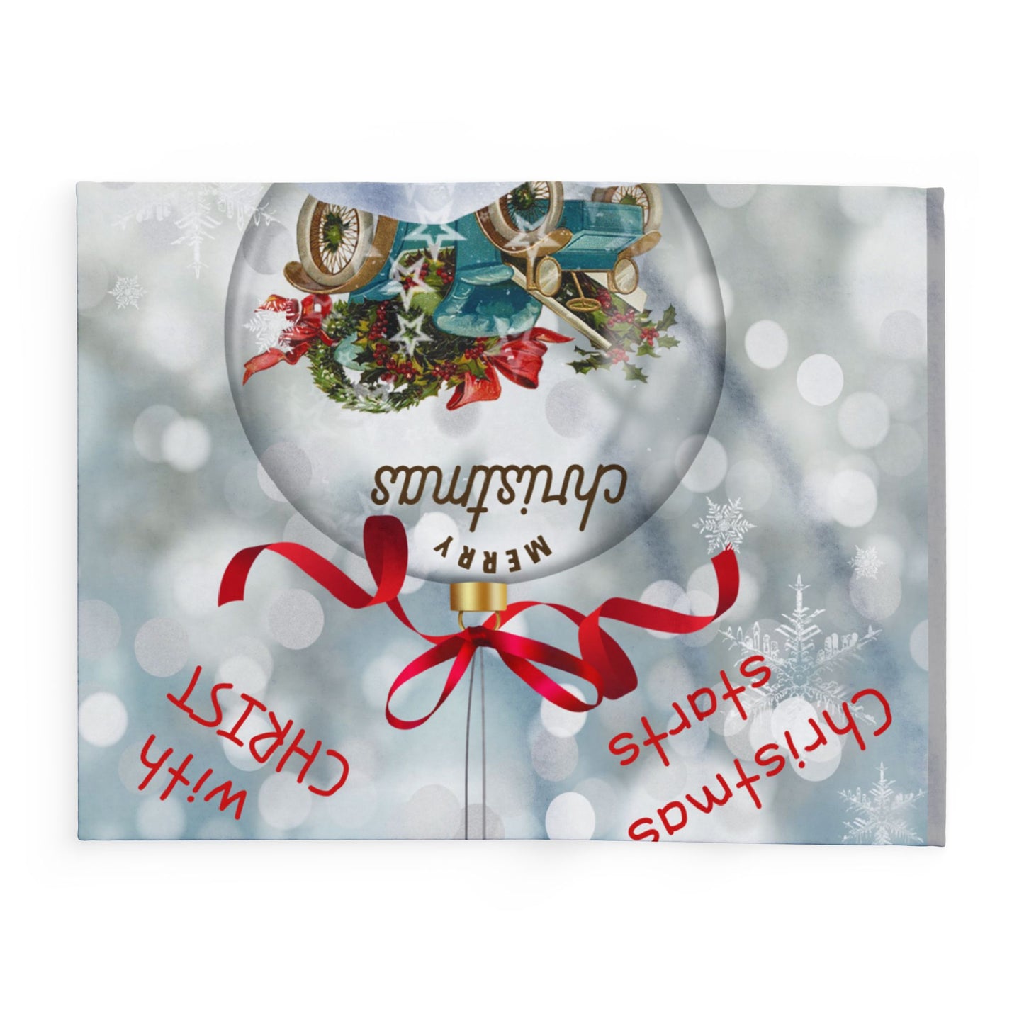 Fleece Blanket, Christmas Starts With Christ Blanket, Holiday Winter Baby Room Decor, Cozy Blanket,