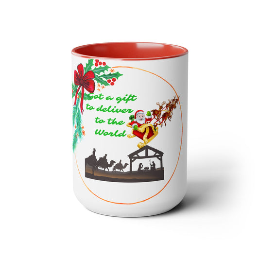 Coffee Mugs Two Toned 15oz, Santa's Special Gift CoffeeTea Mug, Christmas Coffee Mug, Faith Gift, Inspirational Quote Gift, Holiday Gift Mug
