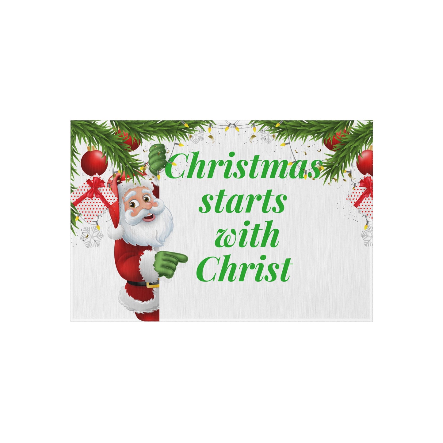 Outdoor Rug Mat, Front Door Welcome Mat Rug, Christmas Starts With Christ Rug Porch Mat, Holiday Home Decor