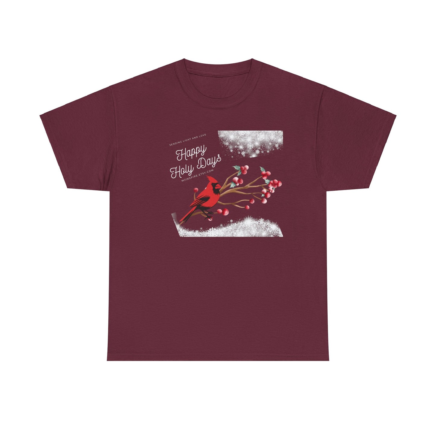 T-Shirt, Happy Holy Days Unisex T-shirt, Christmas Holiday T-shirt, Tee Shirt With Cardinal, Cotton T-shirt, Christmas Gift Shirt