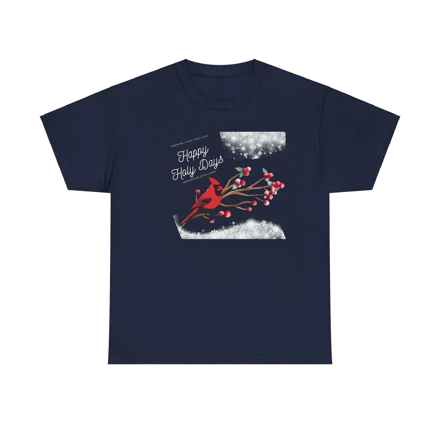 T-Shirt, Happy Holy Days Unisex T-shirt, Christmas Holiday T-shirt, Tee Shirt With Cardinal, Cotton T-shirt, Christmas Gift Shirt
