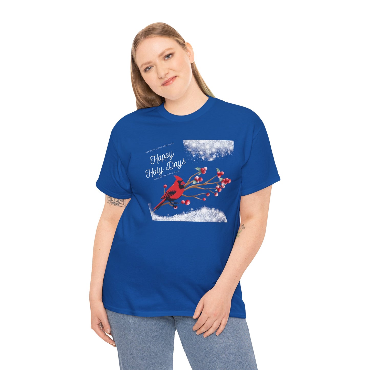 T-Shirt, Happy Holy Days Unisex T-shirt, Christmas Holiday T-shirt, Tee Shirt With Cardinal, Cotton T-shirt, Christmas Gift Shirt