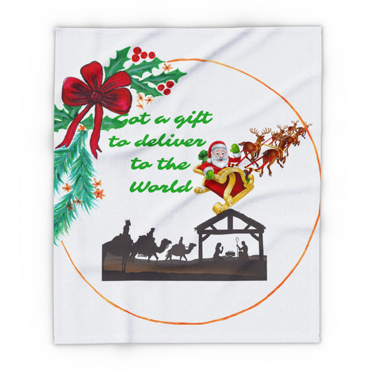 Fleece Blanket, Nativity Scene Blanket, Christmas Blanket,  Santa Claus  Blanket , Cozy Fleece Blanket, Winter Blanket, Holiday room Decor
