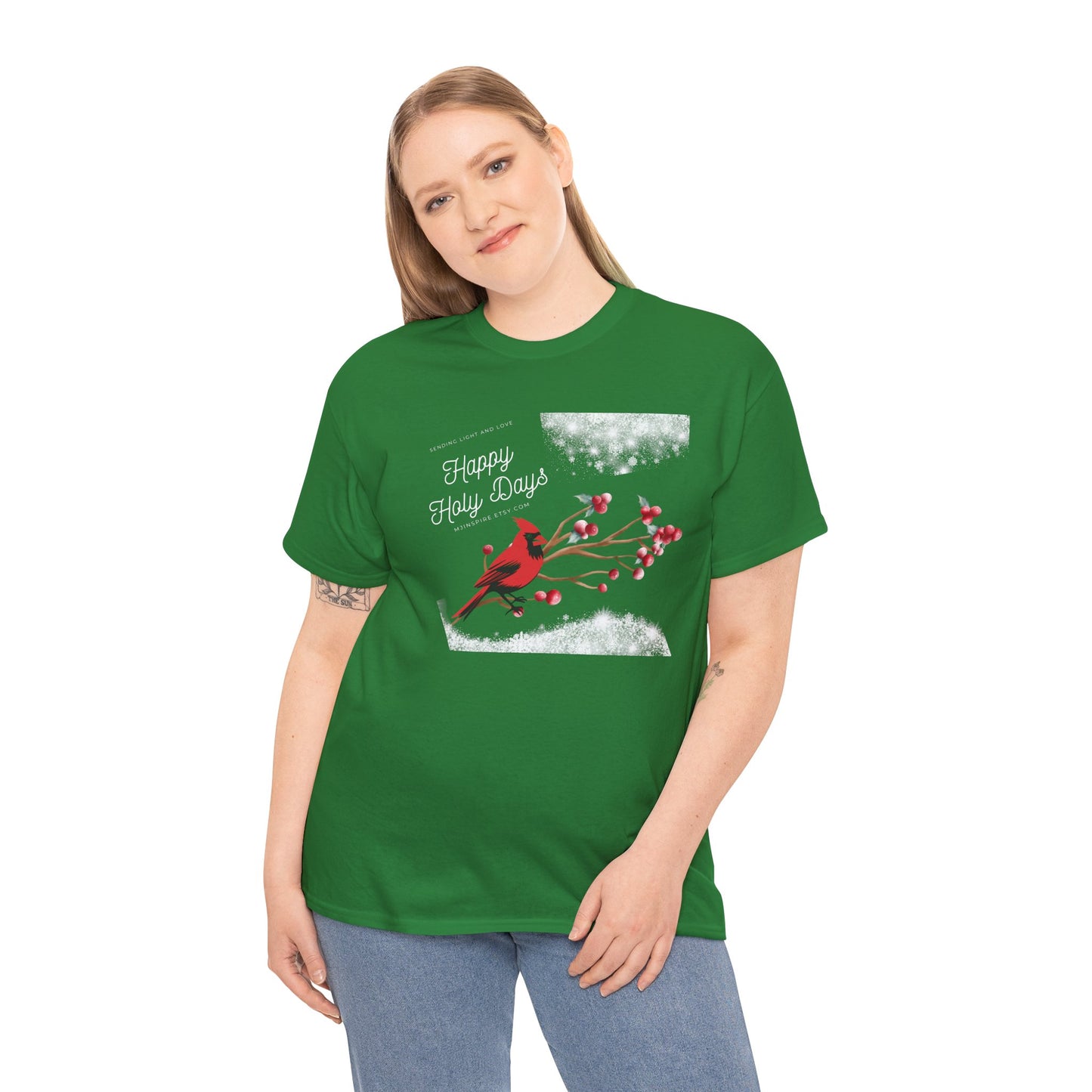 T-Shirt, Happy Holy Days Unisex T-shirt, Christmas Holiday T-shirt, Tee Shirt With Cardinal, Cotton T-shirt, Christmas Gift Shirt
