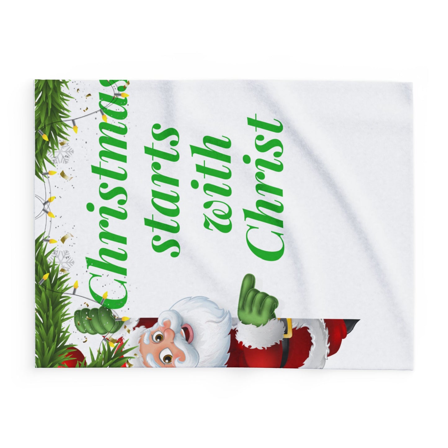Fleece Blanket , Christmas Starts With Christ Blanket, Santa, Holiday Gift, Faith Gift, Cozy Blanket, Holiday Winter Baby Room Decor