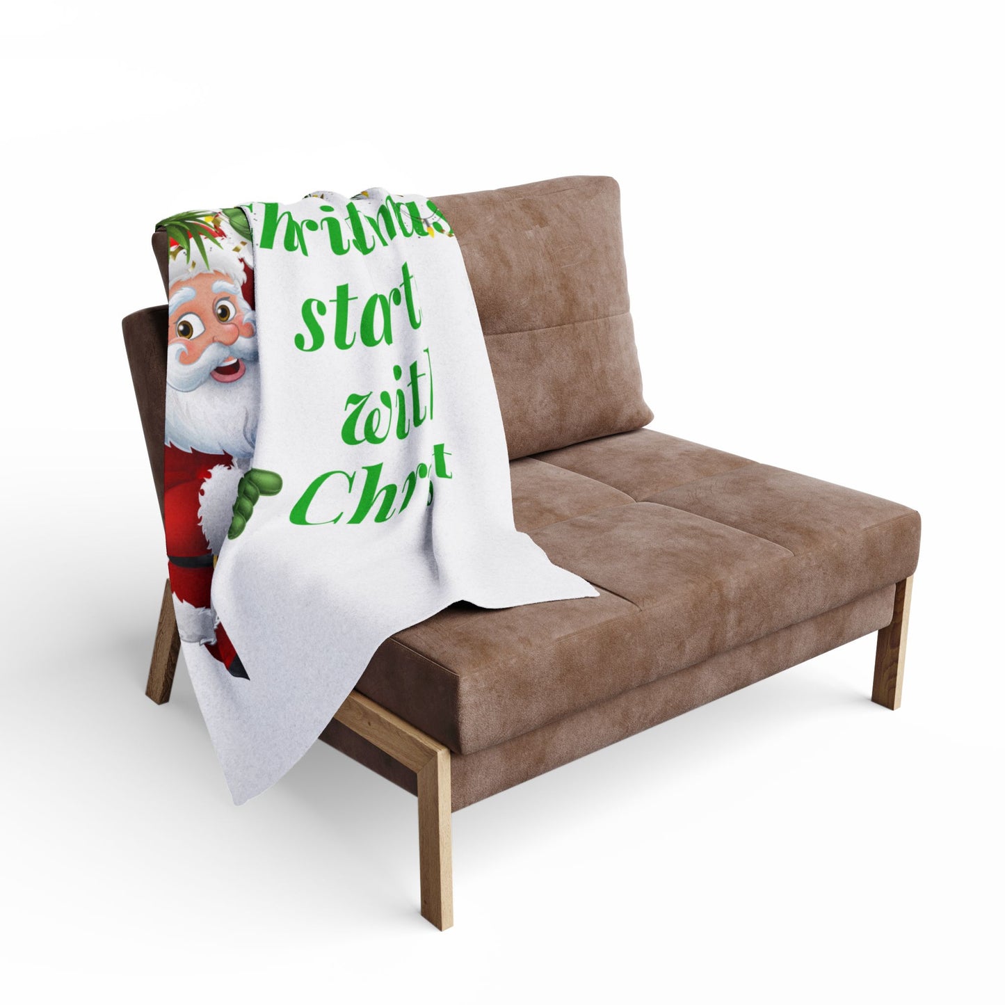 Fleece Blanket , Christmas Starts With Christ Blanket, Santa, Holiday Gift, Faith Gift, Cozy Blanket, Holiday Winter Baby Room Decor