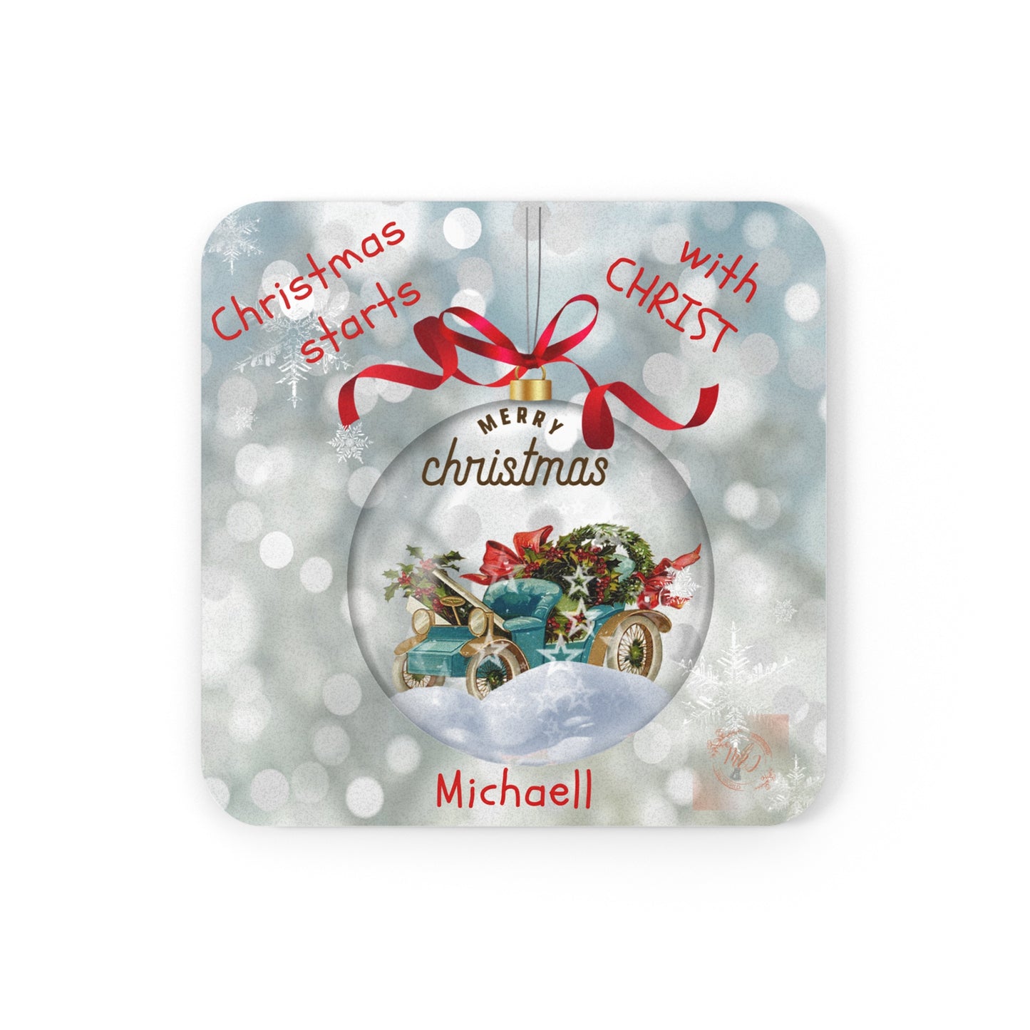 Coasters, Cork Back Coaster, Square Coasters, Christmas Starts With Christ Coaster, Glass Coasters, Home Decor, Holiday Decor, Faith Gift