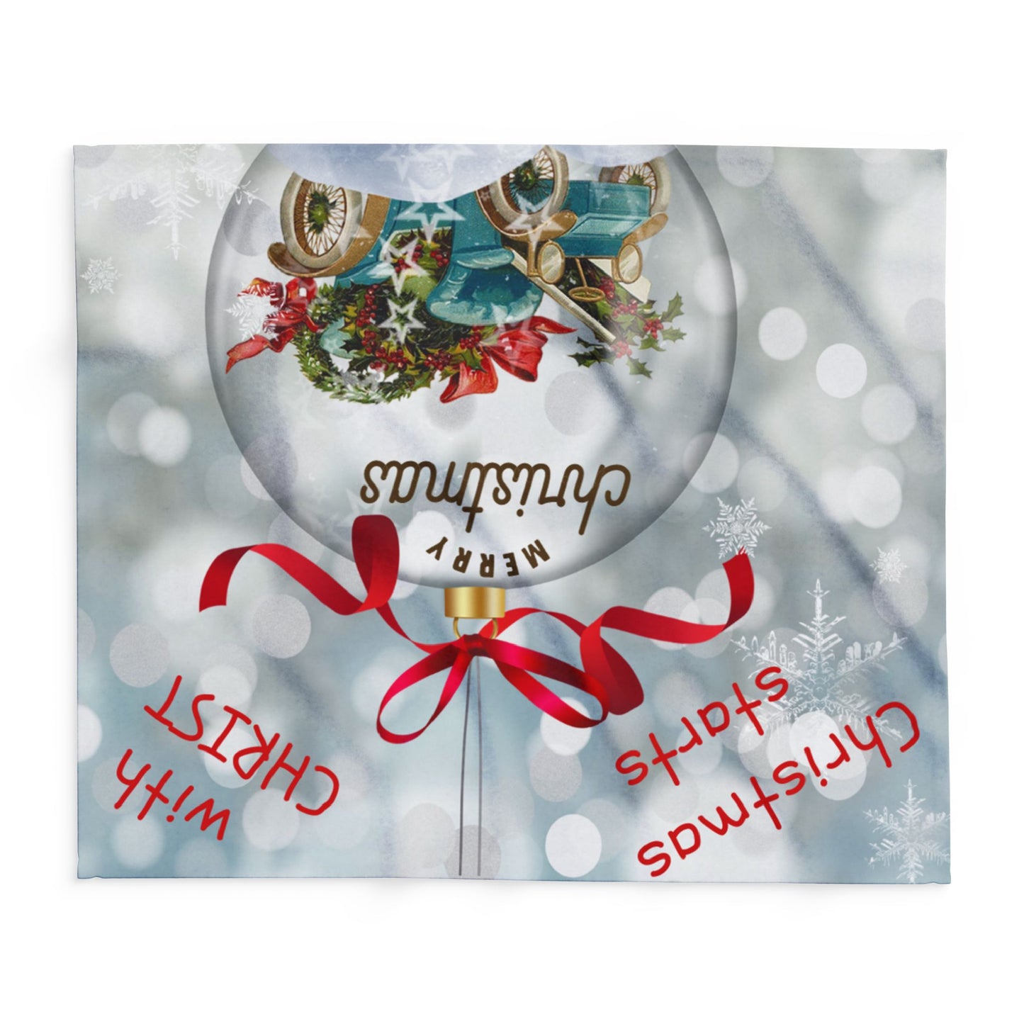 Fleece Blanket, Christmas Starts With Christ Blanket, Holiday Winter Baby Room Decor, Cozy Blanket,